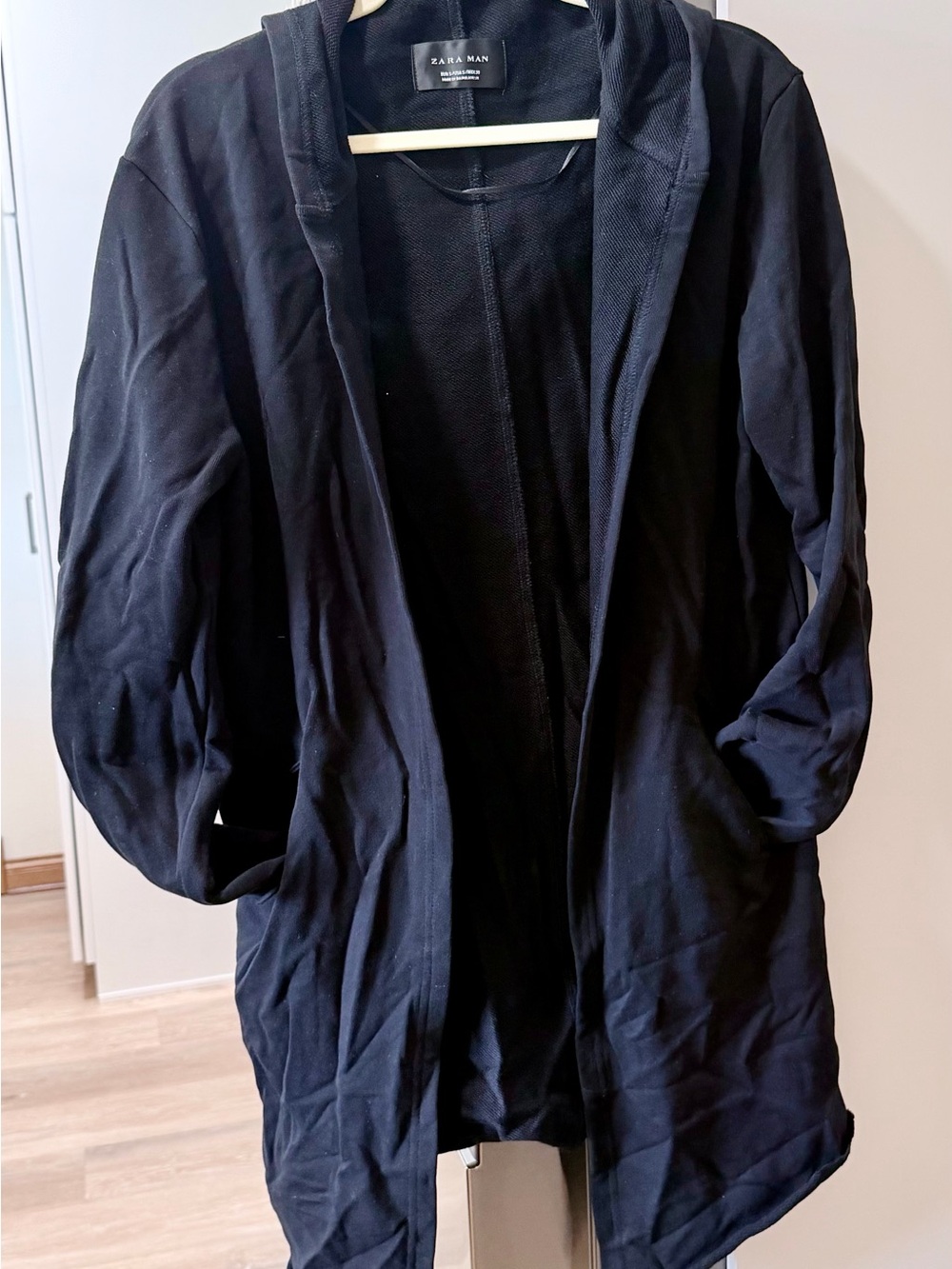 Zara Men’s Black Lightweight Hooded Shirt Jacket